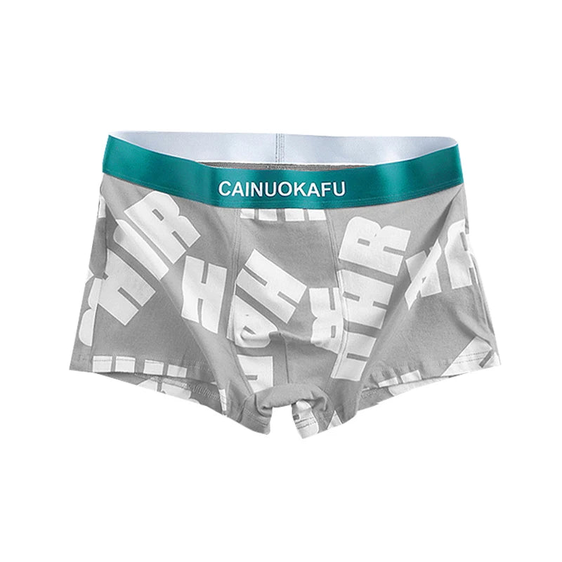 Boxer casual 4 pezzi con fascia elastica e stampa a lettere da uomo