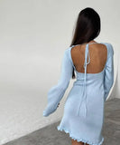 Mini abito casual scavato con maniche a pipistrello plissettate da donna - Abbigliamento Abiti ATREND