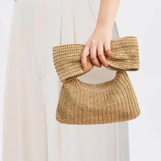 Borsa a mano in cotone con fiocco frontale da donna - Borsa a mano ATREND