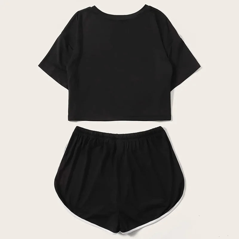 Pigiama casual t-shirt e pantaloncini da donna - Pigiama donna ATREND
