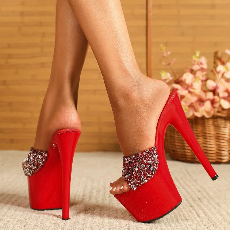 Sandali con para alta e fascia con brillantini da donna - Sandali donna ATREND