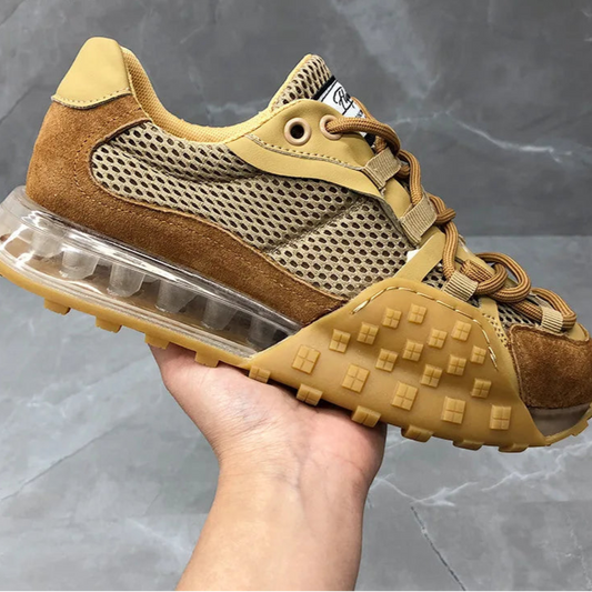 Sneakers chunky casual in pelle solida mesh traspirante unisex