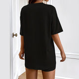 Pigiama casual t-shirt e pantaloncini con stampa a lettere da donna - Pigiama donna ATREND