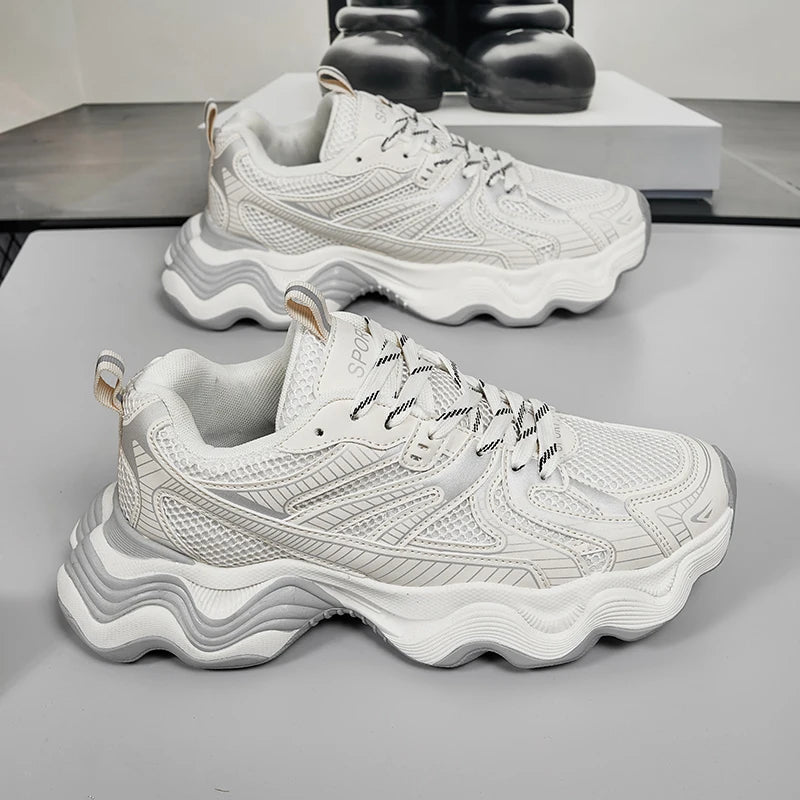 Sneakers casual in pelle mesh traspirante da uomo