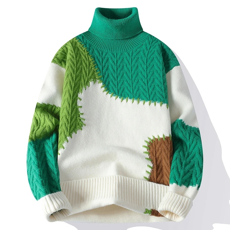 Pullover casual geometrico bicolor da uomo - Pullover uomo ATREND