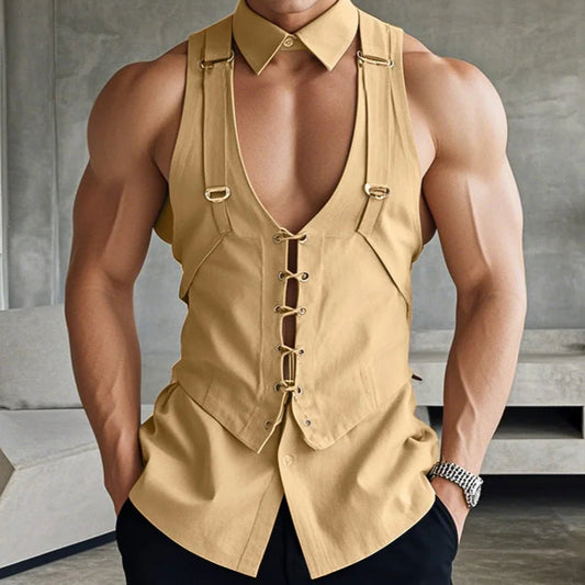Gilet geometrico con lacci da uomo - Gilet uomo ATREND
