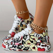Women's Casual Lace-Up Graphic Print Sneakers