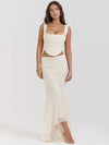 Set coordinato top e gonna lunga in pizzo da donna