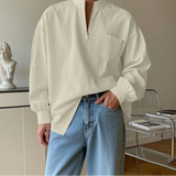 Camicia casual con scollo a v e cerniera da uomo - Camicia uomo ATREND