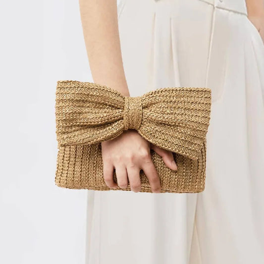 Borsa a mano in cotone con fiocco frontale da donna - Borsa a mano ATREND