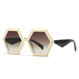 Occhiali da sole geometrici bicolor con lenti chiare unisex - Occhiali da sole unisex ATREND