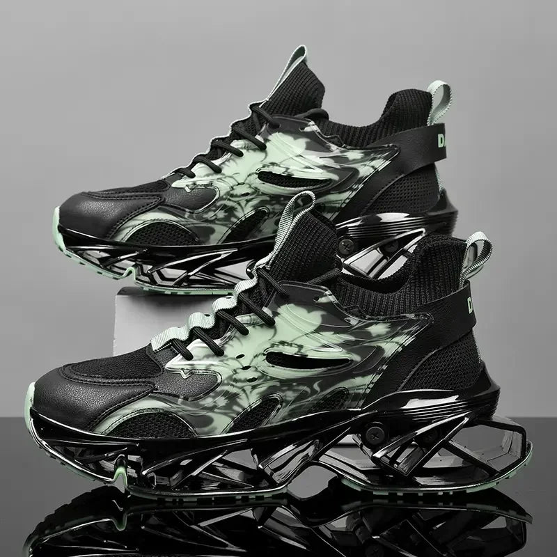Sneakers chunky patchwork casual con suola geometrica da uomo