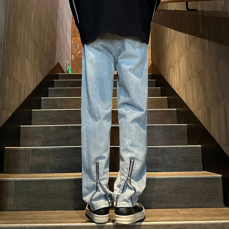 Jeans casual con cerniera sul fondo da uomo - Jeans uomo ATREND