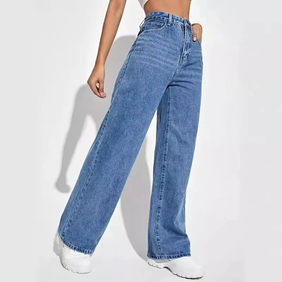 Jeans casual a vita alta da donna - Jeans donna ATREND