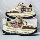 Sneakers chunky in pelle microfibra da uomo