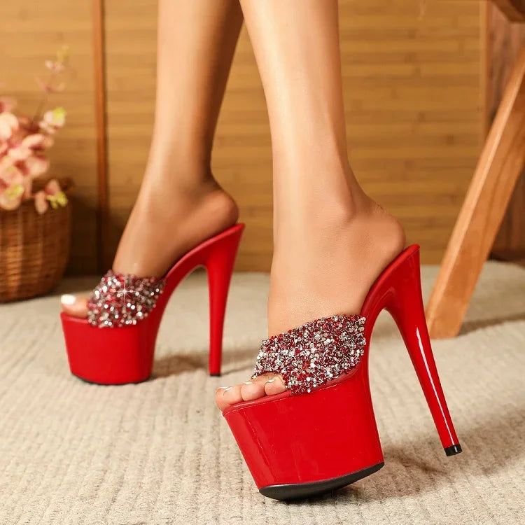 Sandali con para alta e fascia con brillantini da donna - Sandali donna ATREND