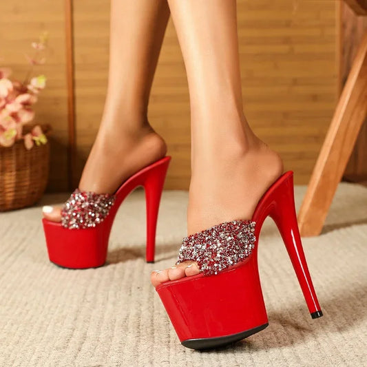 Sandali con para alta e fascia con brillantini da donna - Sandali donna ATREND