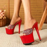 Sandali con para alta e fascia con brillantini da donna - Sandali donna ATREND