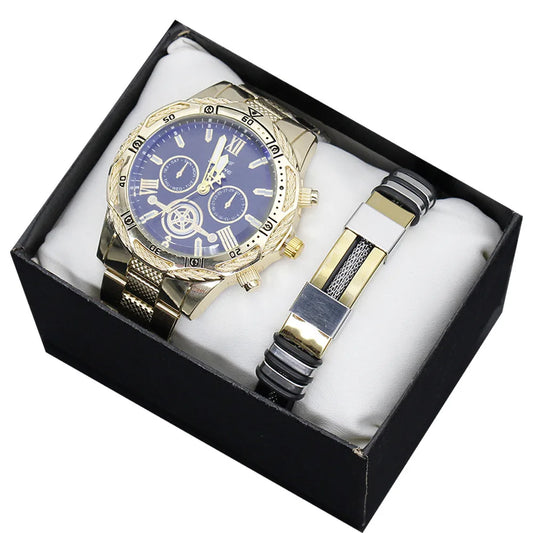 Casual Gift Idea Set with Men's Watch and Bracelet