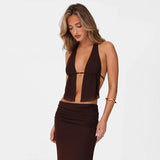 Set coordinato top scavato e gonna lunga da donna - Abbigliamento Abiti ATREND
