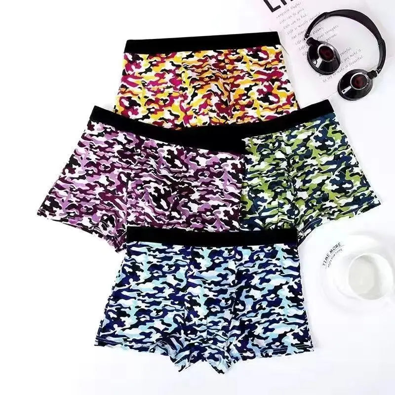 Boxer casual 4 pezzi traspiranti con stampa grafica da uomo - Boxer uomo ATREND