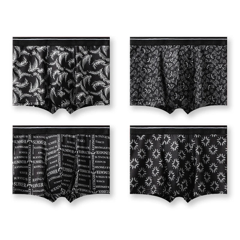Boxer casual 4 pezzi confortevoli con stampa grafica da uomo - Boxer uomo ATREND