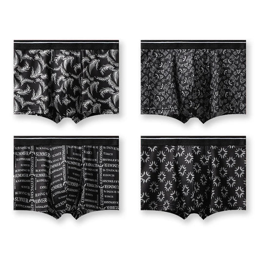 Boxer casual 4 pezzi confortevoli con stampa grafica da uomo - Boxer uomo ATREND