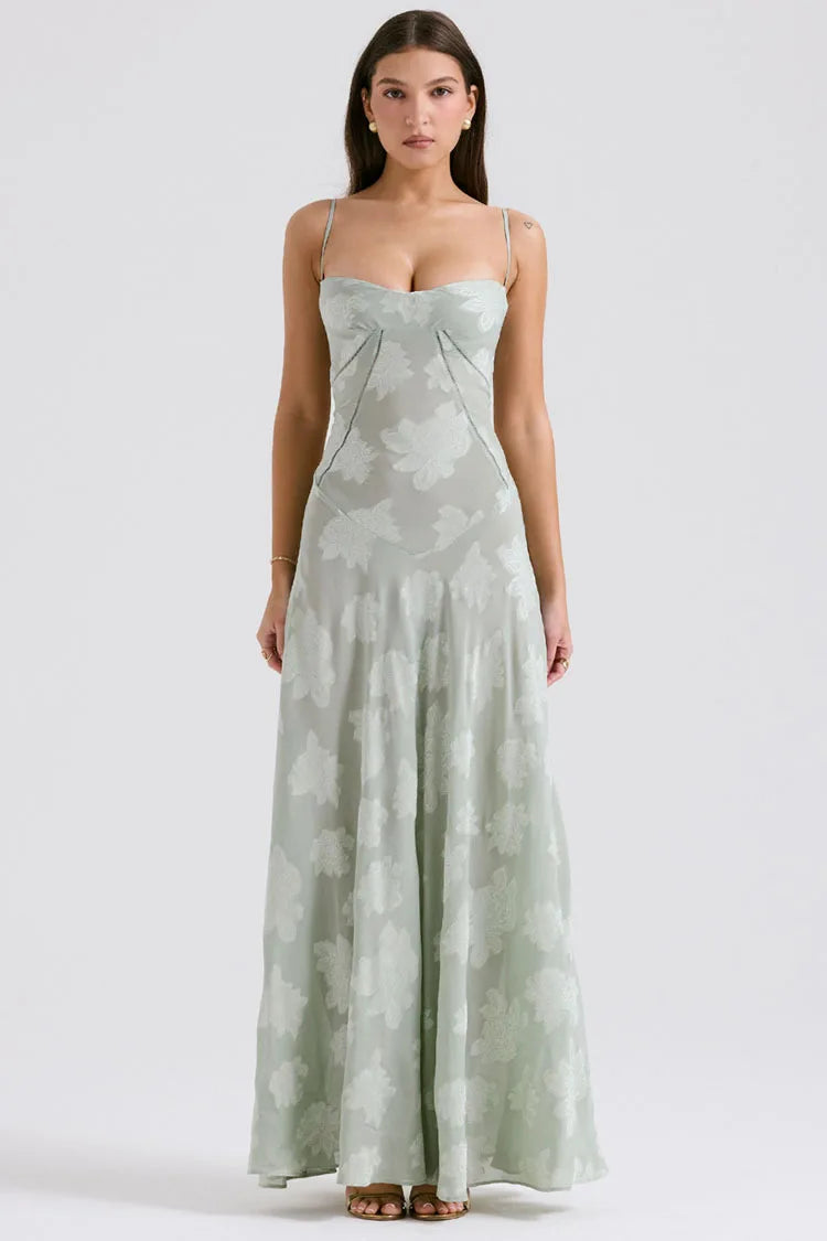 Abito lungo floreale in pizzo da donna - Abbigliamento Abiti ATREND