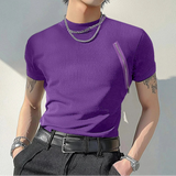 T-shirt casual con cerniera laterale a mezze maniche da uomo - T-shirt uomo ATREND