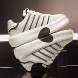 Sneaker casual in pelle PU a strisce e cuore da uomo