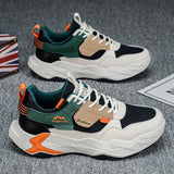 Sneakers chunky casual in pelle in microfibra da uomo