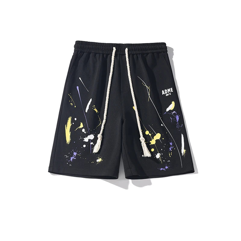 Pantaloncini casual con stampa grafica fascia elastica e lacci da uomo - Pantaloncini uomo ATREND