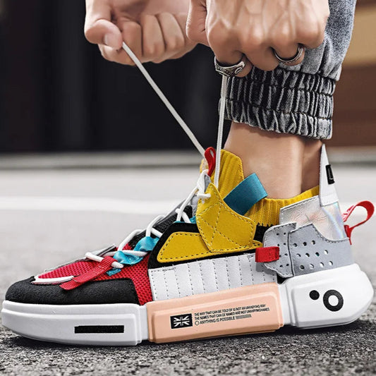 Sneakers casual in pelle sintetica con lacci unisex