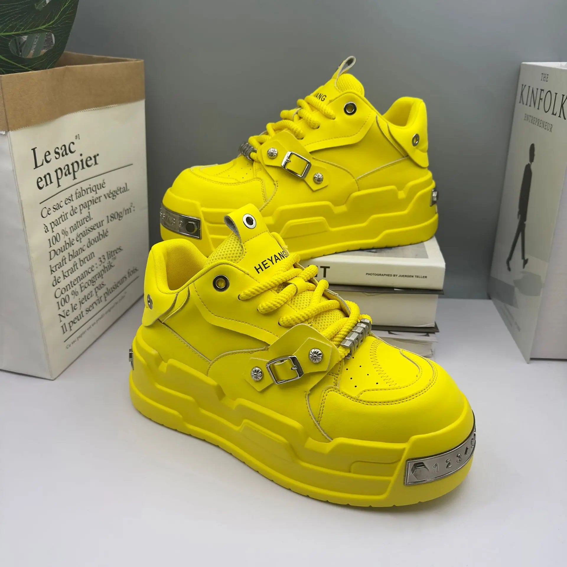 Sneakers punk con fibbie laterali in pelle PU unisex
