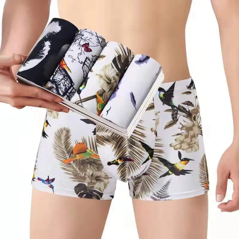 Boxer casual 4 pezzi traspiranti con stampa grafica da uomo - Boxer uomo ATREND