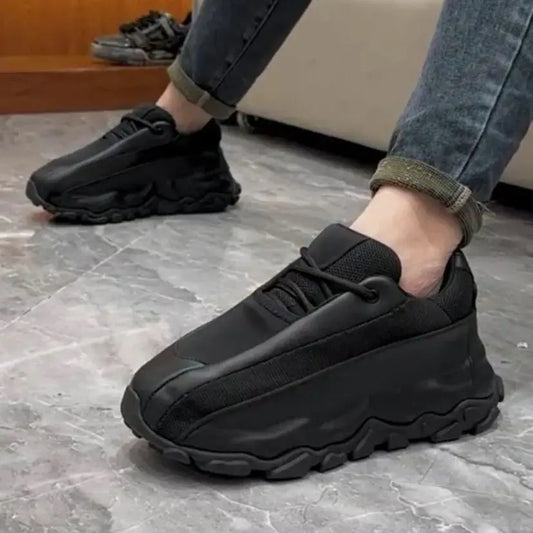 Sneakers chunky casual con suola morbida in pelle PU da uomo