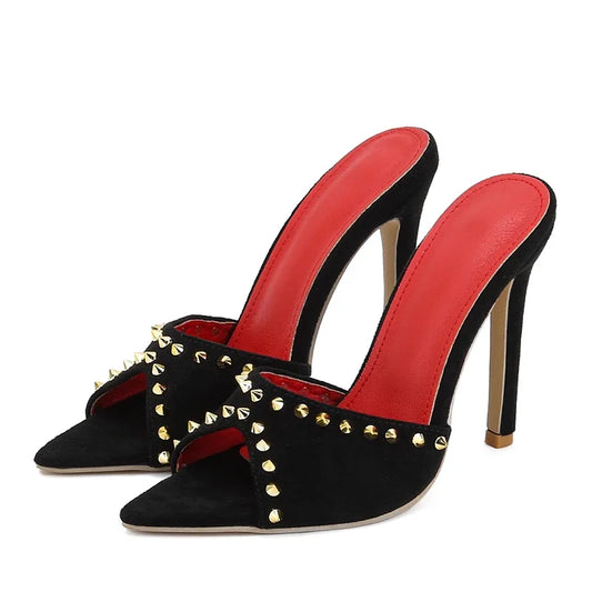 Sandali casual in demin con bordo a contrasto di borchie da donna - Sandali donna ATREND