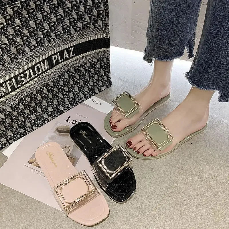 Ciabatte con fascia trasparente da donna - Ciabatte donna ATREND