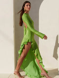 Women's Long Sleeve Irregular Side Slit Maxi Dress