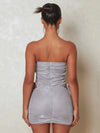 Set coordinato body a fascia e minigonna con coulisse da donna