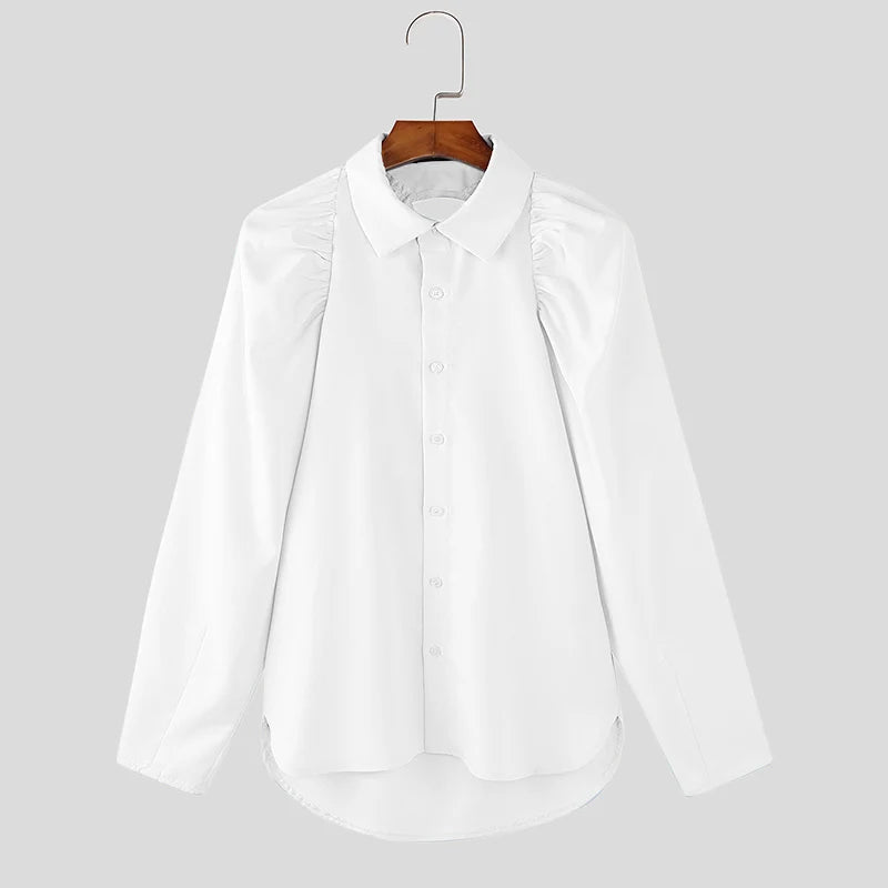 Camicia casual con maniche a sbuffo da uomo - Camicia uomo ATREND