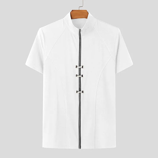 T-shirt casual con cerniera a mezze maniche da uomo - T-shirt uomo ATREND