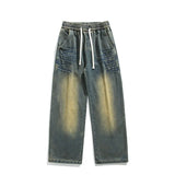 Jeans casual con gamba larga fascia elastica e lacci da uomo - Jeans uomo ATREND
