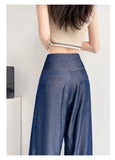Women's Summer Soft Loose Jeans Slim High Waist Korean Style Fall Silk Wide Leg Pants Fashion Oversized Female Ladies Clothes