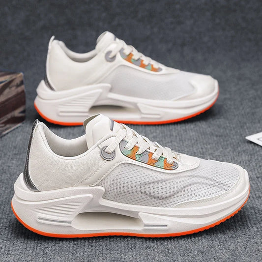 Sneakers casual patchwork in pelle PU mesh con lacci da uomo
