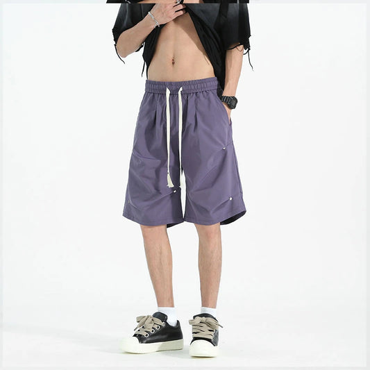 Pantalones cortos casuales con cordón y cintura elástica para hombre