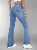New Hot Women's Slimming Jeans High Waist Washed Denim Pants Casual Versatile European and American Style for Women