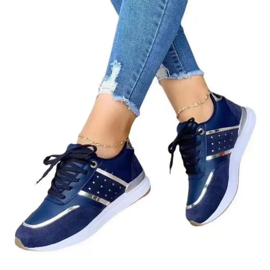Sneakers casual patchwork con lacci da donna - Sneakers donna ATREND