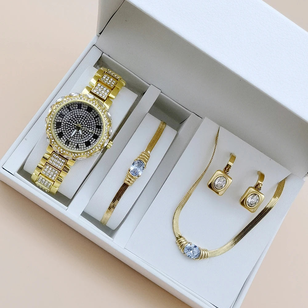 Set idea regalo con orologio collana bracciaeltto e orecchini con pietra da donna - Idea regalo donna ATREND