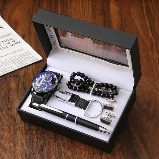Set idea regalo con orlogio collana portachiavi penna e gemelli da uomo - Idea regalo uomo ATREND